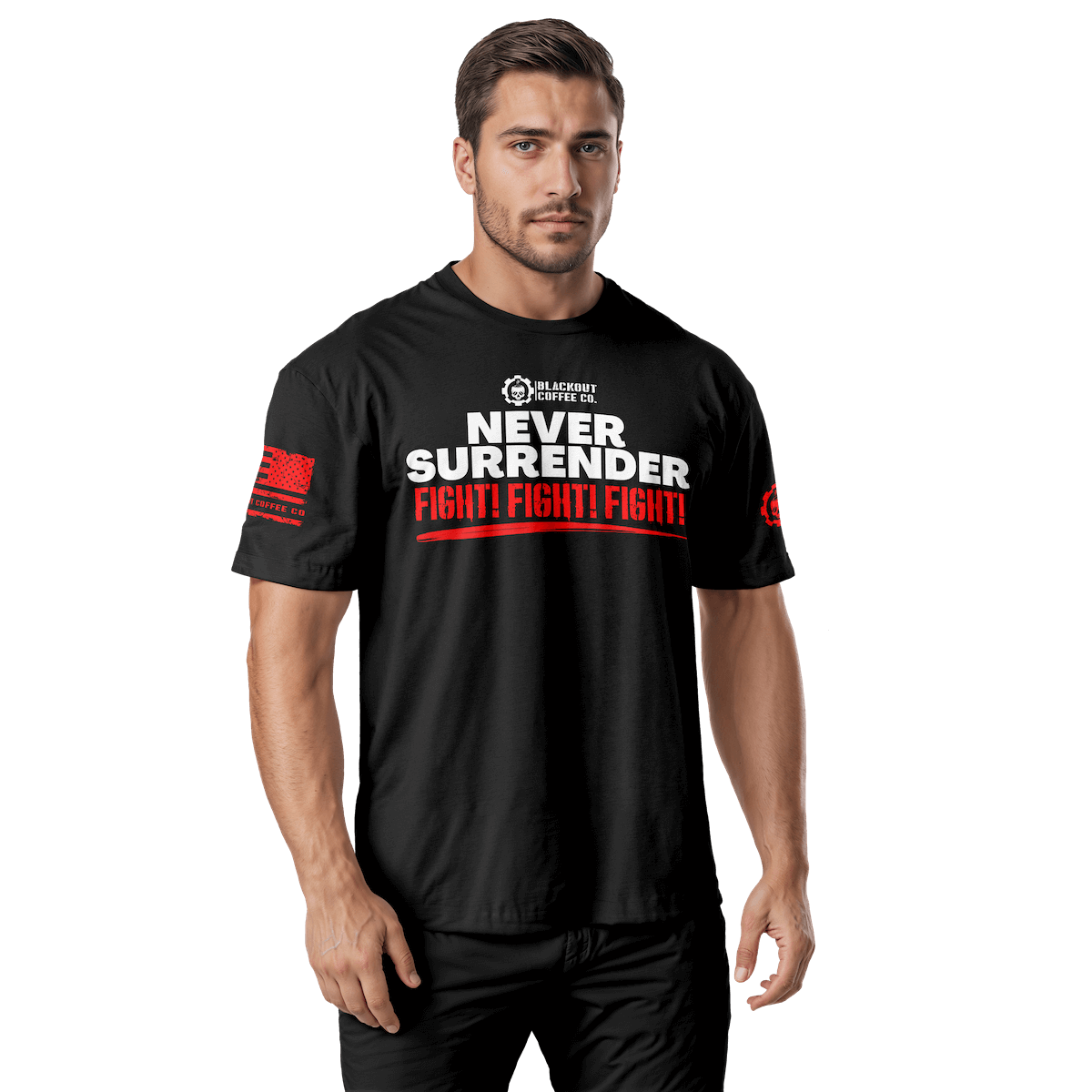 Never Surrender FIGHT Black T-Shirt