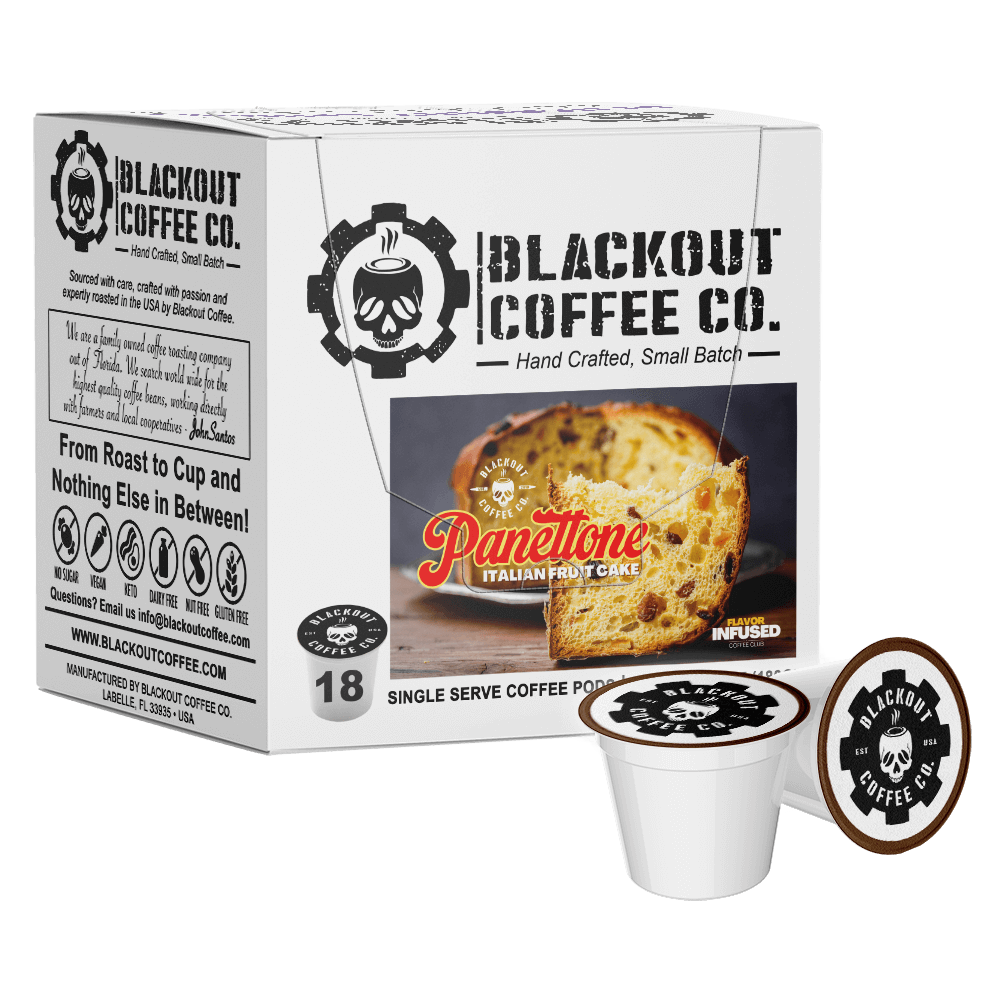 Blackout coffee PANETTONE ITALIAN FRUIT CAKE FLAVORED COFFEE PODS 18CT