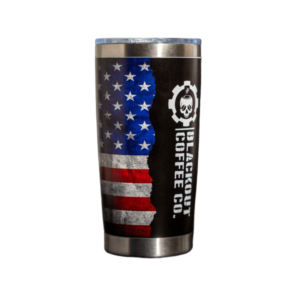 20 OZ Tumbler American Flag 5D Printed with Magnetic Slider Lid side