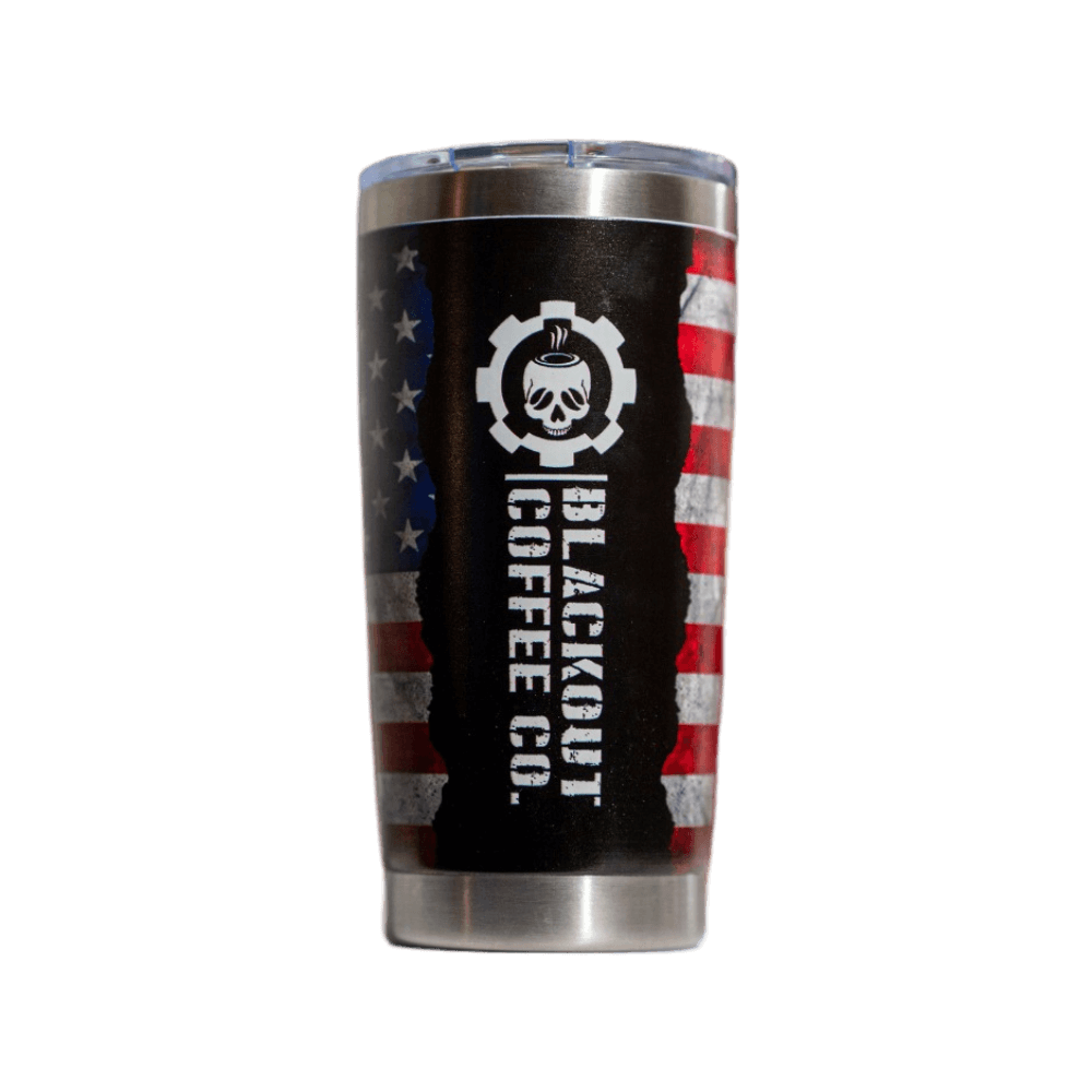 blackout coffee co 20 OZ Tumbler American Flag 5D Printed with Magnetic Slider Lid