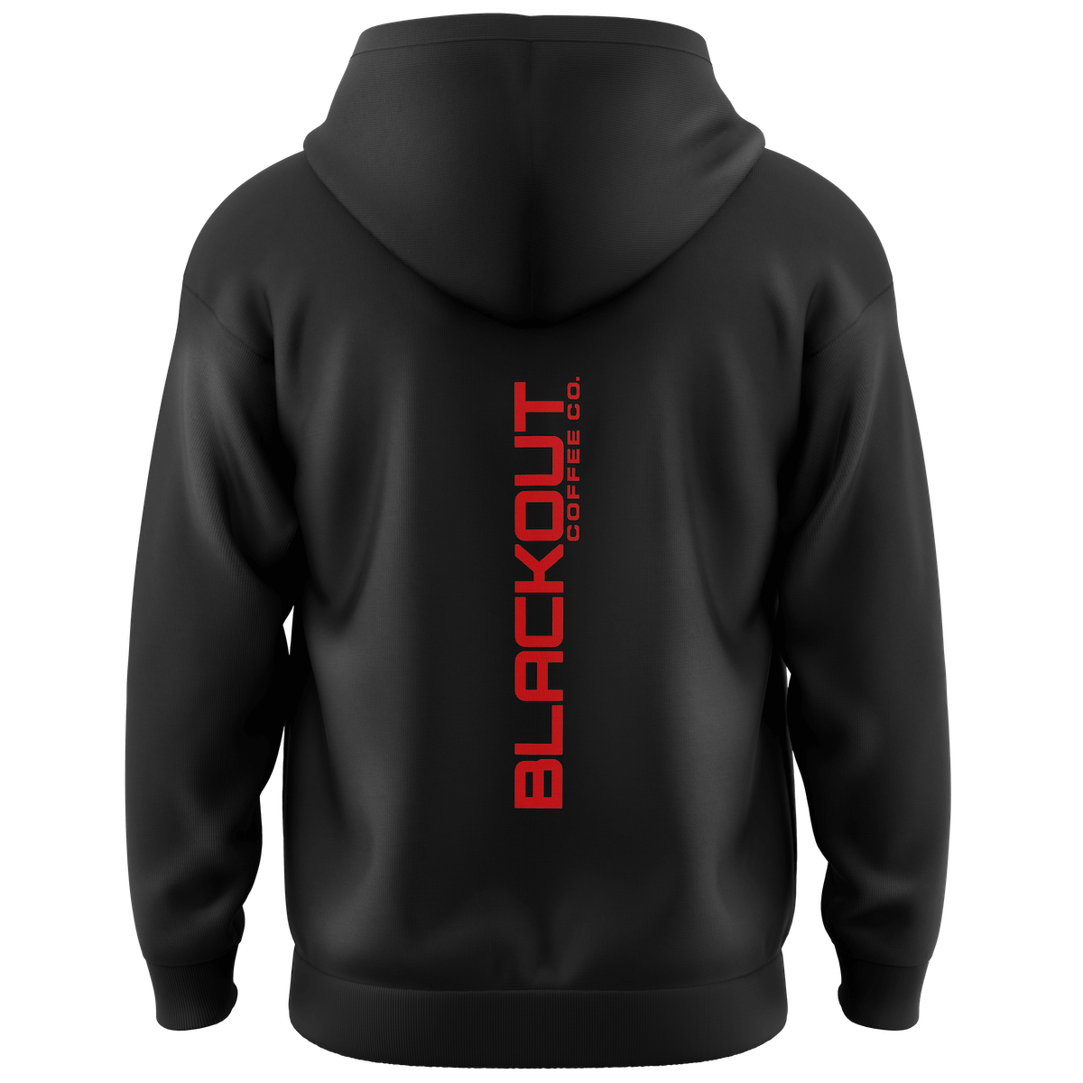 Hoodie Blackout Coffee Logo Red on Black - back
