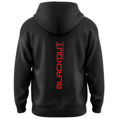 Hoodie Blackout Coffee Logo Red on Black - back
