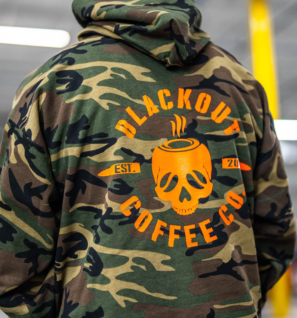 Camo Hoodie with Hunter Orange Logo