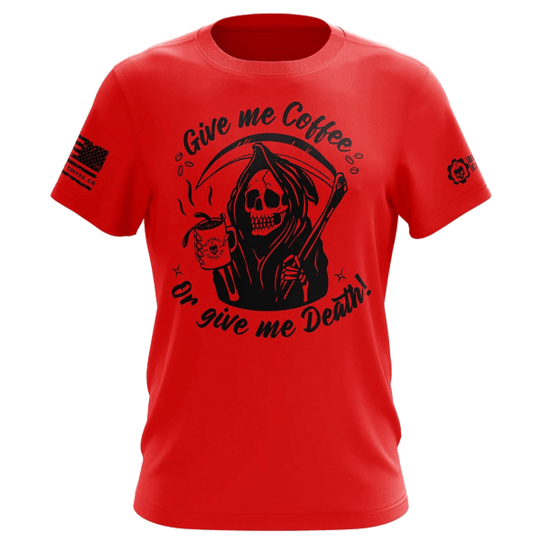 Give Me Coffee or Give Me Death Skull in Pot Dark T-Shirt